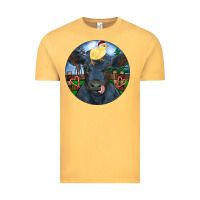 Vintage Mustard Black Angus Cattle with Santa Chick Christmas Vintage Tee - RanaPortraitStore