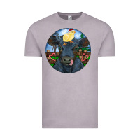 Vintage Zinc Black Angus Cattle with Santa Chick Christmas Vintage Tee - RanaPortraitStore