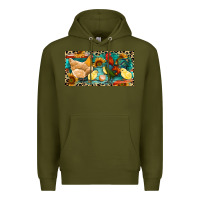 Army Green Chicken rooster and chicks with leopard Premium Hoodie - RanaPortraitStore