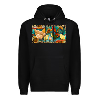 Black Chicken rooster and chicks with leopard Premium Hoodie - RanaPortraitStore
