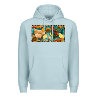Blue Mist Chicken rooster and chicks with leopard Premium Hoodie - RanaPortraitStore