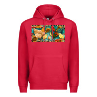Cardinal Chicken rooster and chicks with leopard Premium Hoodie - RanaPortraitStore