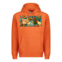 Carrot Chicken rooster and chicks with leopard Premium Hoodie - RanaPortraitStore