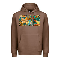 Chestnut Chicken rooster and chicks with leopard Premium Hoodie - RanaPortraitStore