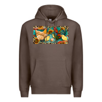 Coffee Chicken rooster and chicks with leopard Premium Hoodie - RanaPortraitStore
