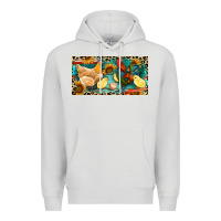 Dove Grey Chicken rooster and chicks with leopard Premium Hoodie - RanaPortraitStore