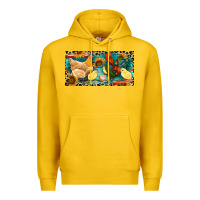 Lemon Chicken rooster and chicks with leopard Premium Hoodie - RanaPortraitStore