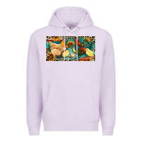 Lilac Chicken rooster and chicks with leopard Premium Hoodie - RanaPortraitStore