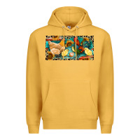 Mustard Chicken rooster and chicks with leopard Premium Hoodie - RanaPortraitStore