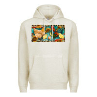 Oatmeal Heather Chicken rooster and chicks with leopard Premium Hoodie - RanaPortraitStore
