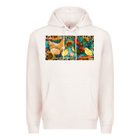 Pale Pink Chicken rooster and chicks with leopard Premium Hoodie - RanaPortraitStore