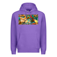 Purple Chicken rooster and chicks with leopard Premium Hoodie - RanaPortraitStore