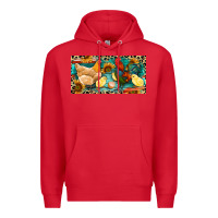 Red Chicken rooster and chicks with leopard Premium Hoodie - RanaPortraitStore