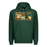 Sports Green Chicken rooster and chicks with leopard Premium Hoodie - RanaPortraitStore
