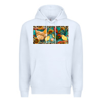 White Chicken rooster and chicks with leopard Premium Hoodie - RanaPortraitStore