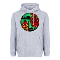 Heather Grey african masks round earrings 3 Heavyweight Hoodie - BundleAndBundleShop