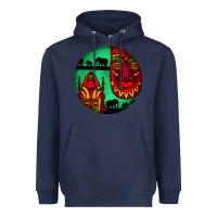 Navy african masks round earrings 3 Heavyweight Hoodie - BundleAndBundleShop