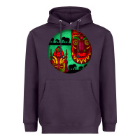 Plum african masks round earrings 3 Heavyweight Hoodie - BundleAndBundleShop