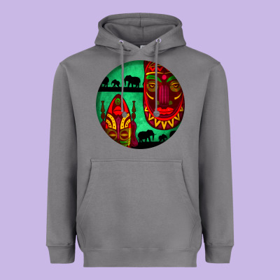 African Masks Round Earrings 3 Heavyweight Hoodie Designed By Bundleandbundleshop