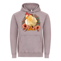 Chick With Flowers Leopard Background Vintage Hoodie | Teevron