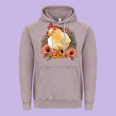 Chick With Flowers Leopard Background Vintage Hoodie Designed By Bettercallsaul
