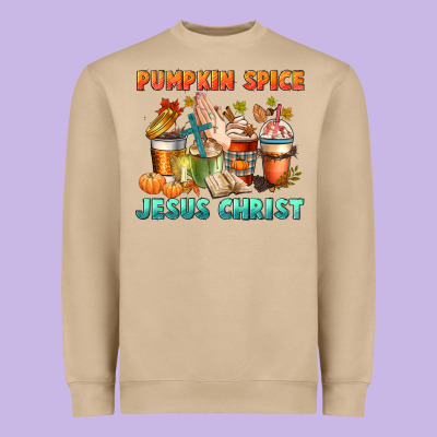 Pumpkin Spice And Jesus Christ Heavyweight Sweatshirt Designed By Cowgirlartshop