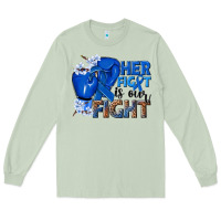 Matcha Her fight is our fight Colon Cancer blue ribbon Long Sleeve Tee - NancyCooperArtShop
