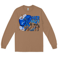 Toasted Coconut Her fight is our fight Colon Cancer blue ribbon Long Sleeve Tee - NancyCooperArtShop