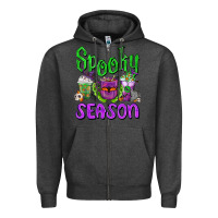 Charcoal Heather Spooky Season Coffee Cups Zipper Hoodie - FaDigitalArtStudio
