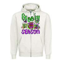 Oatmeal Heather Spooky Season Coffee Cups Zipper Hoodie - FaDigitalArtStudio