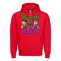 Red Spooky Season Coffee Cups Zipper Hoodie - FaDigitalArtStudio