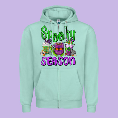 Spooky Season Coffee Cups Zipper Hoodie Designed By Fadigitalartstudio