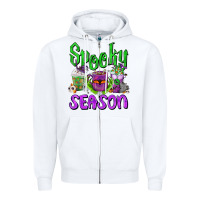 White Spooky Season Coffee Cups Zipper Hoodie - FaDigitalArtStudio