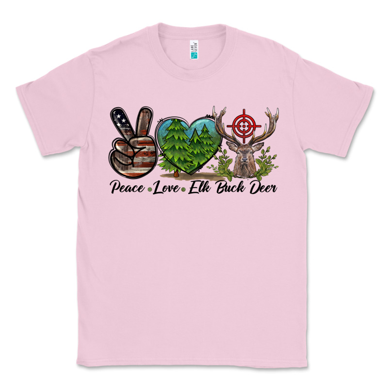 Peace Love Elk Buck Deer Classic Tee by LillyAllenDesigns | Teevron