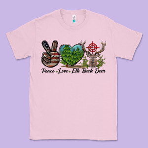 Peace Love Elk Buck Deer Classic Tee Designed By Lillyallendesigns