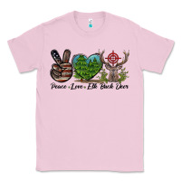 Bubblegum Pink Peace Love Elk Buck Deer Classic Tee - LillyAllenDesigns
