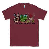 Burgundy Peace Love Elk Buck Deer Classic Tee - LillyAllenDesigns