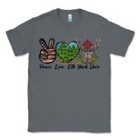Charcoal Heather Peace Love Elk Buck Deer Classic Tee - LillyAllenDesigns