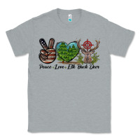 Heather Grey Peace Love Elk Buck Deer Classic Tee - LillyAllenDesigns