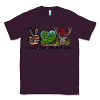 Plum Peace Love Elk Buck Deer Classic Tee - LillyAllenDesigns