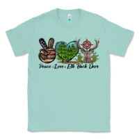 Seafoam Peace Love Elk Buck Deer Classic Tee - LillyAllenDesigns