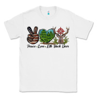 White Peace Love Elk Buck Deer Classic Tee - LillyAllenDesigns