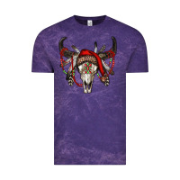 Cloud Purple Western Christmas Bull Skull Vintage Tee - RanaPortraitStore