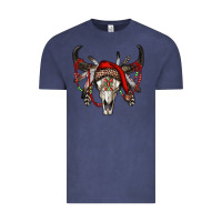 Vintage Denim Western Christmas Bull Skull Vintage Tee - RanaPortraitStore