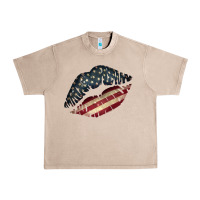 French Oak Vintage American Flag Lips Urban Heavy Tee - Bettercallsaul