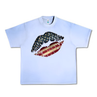 Grape Ice Vintage American Flag Lips Urban Heavy Tee - Bettercallsaul