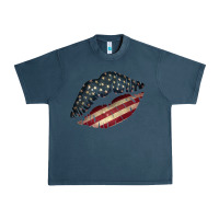 Midnight Navy Vintage American Flag Lips Urban Heavy Tee - Bettercallsaul