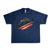 Vintage American Flag Lips Urban Heavy Tee | Teevron