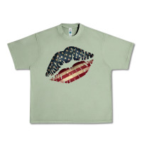 Oil Green Vintage American Flag Lips Urban Heavy Tee - Bettercallsaul