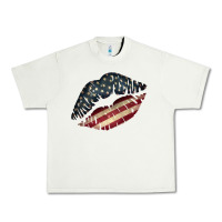 Pistachio Vintage American Flag Lips Urban Heavy Tee - Bettercallsaul